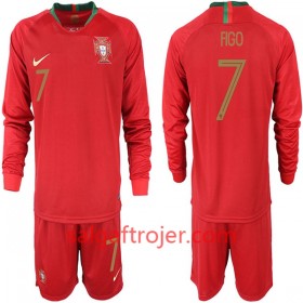 Portugal Fodboldtrøjer FIGO 7 Børn Hjemmebanesæt VM 2018 Langærmet